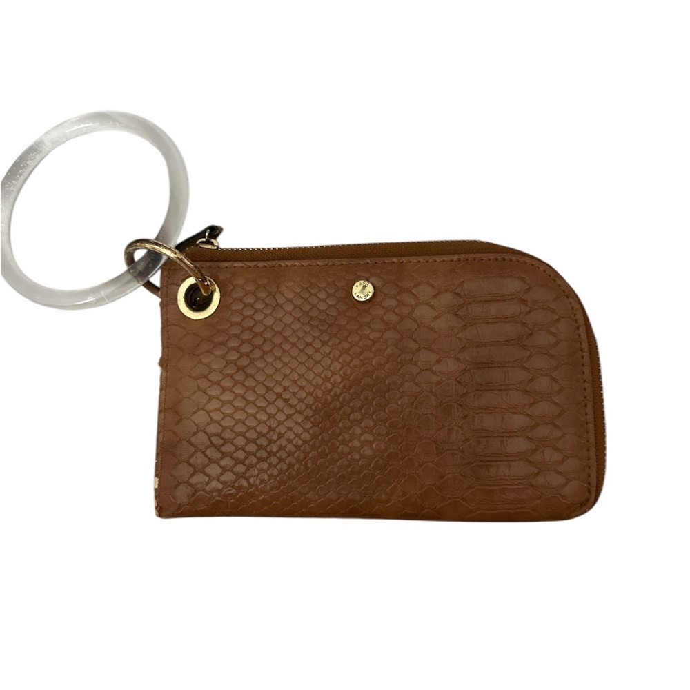 Kate Landry Brown Textured leather Wristlet has pocket inside keyring cute ☺️